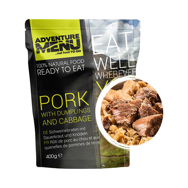 Cerdo asado con col y albóndigas