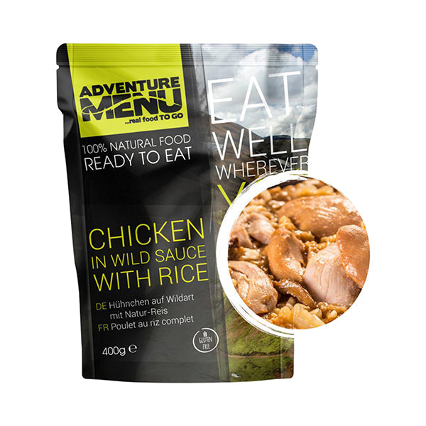 Pollo en salsa salvaje y arroz