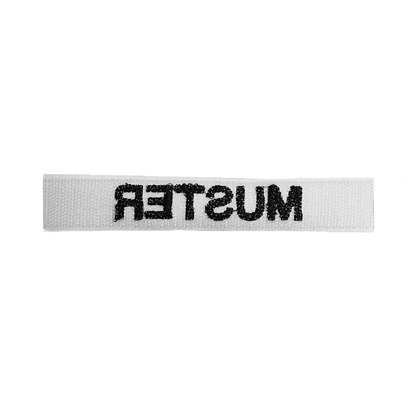 Name tapes set of 5, gray, embroidered on fabric