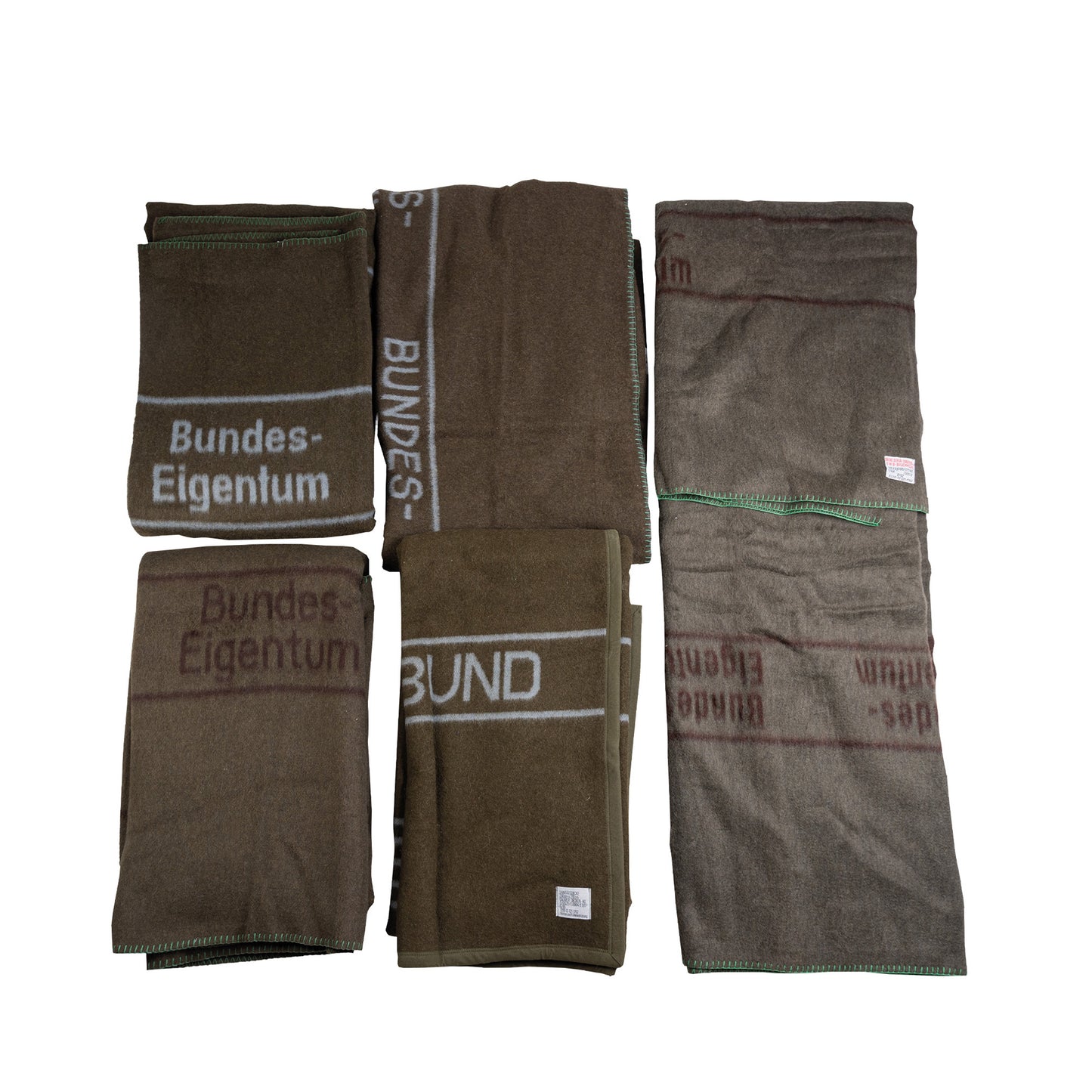 Manta de lana BW verde oliva/granate usada