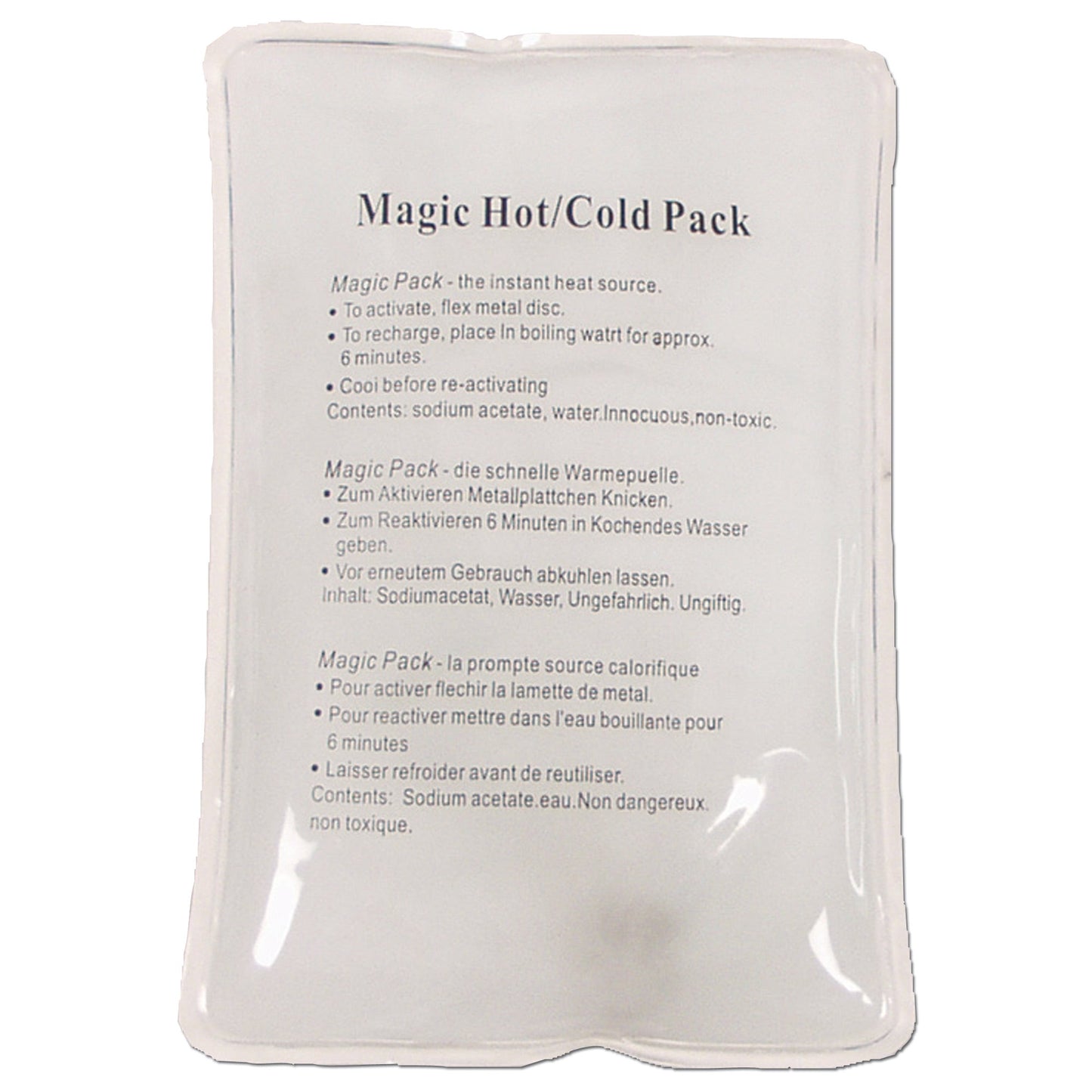 Scaldamani in gel riutilizzabile trasparente