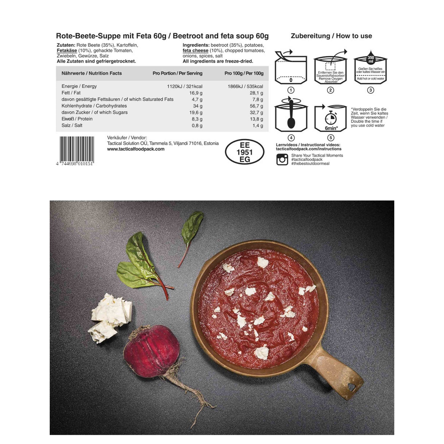 Sopa de remolacha y queso feta