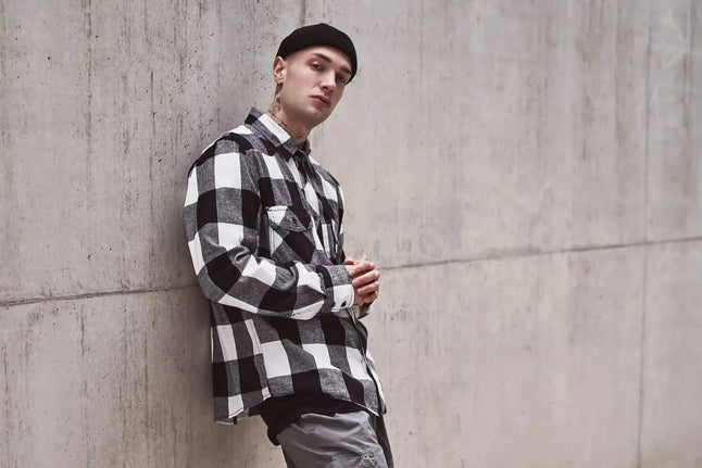 brandit-hemd-check-shirt-schwarz-grau-ansicht-9