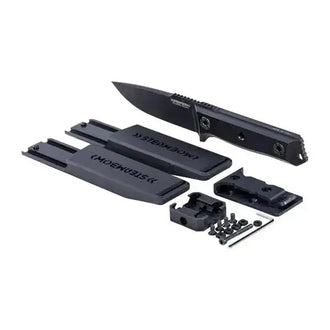 Couteau K1, finition stonewash noir foncé