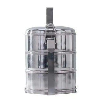 3-piece silver-colored food container