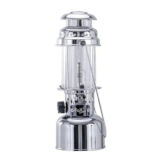 Gas lamp with piezo ignition, silver-colored