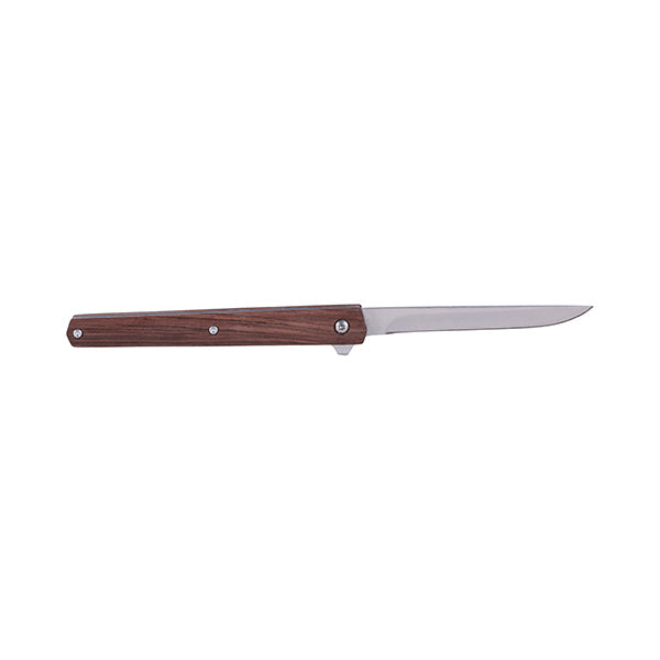 Slim folding knife with   wooden handle