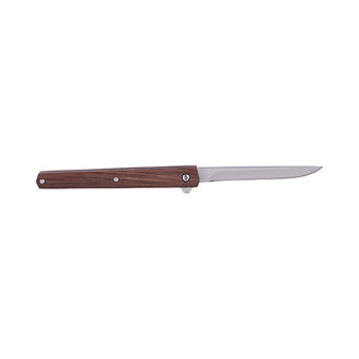 Slim folding knife with   wooden handle