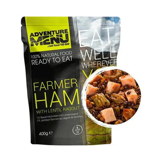 Farmer's ham with lentil ragout