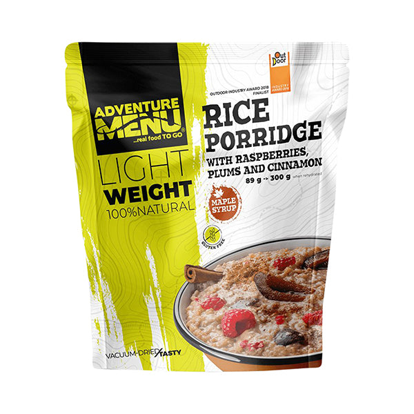 Porridge di riso leggero con lamponi di prugne