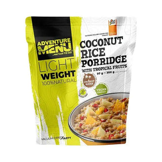 Lightweight rice and coconut porridge with fruit