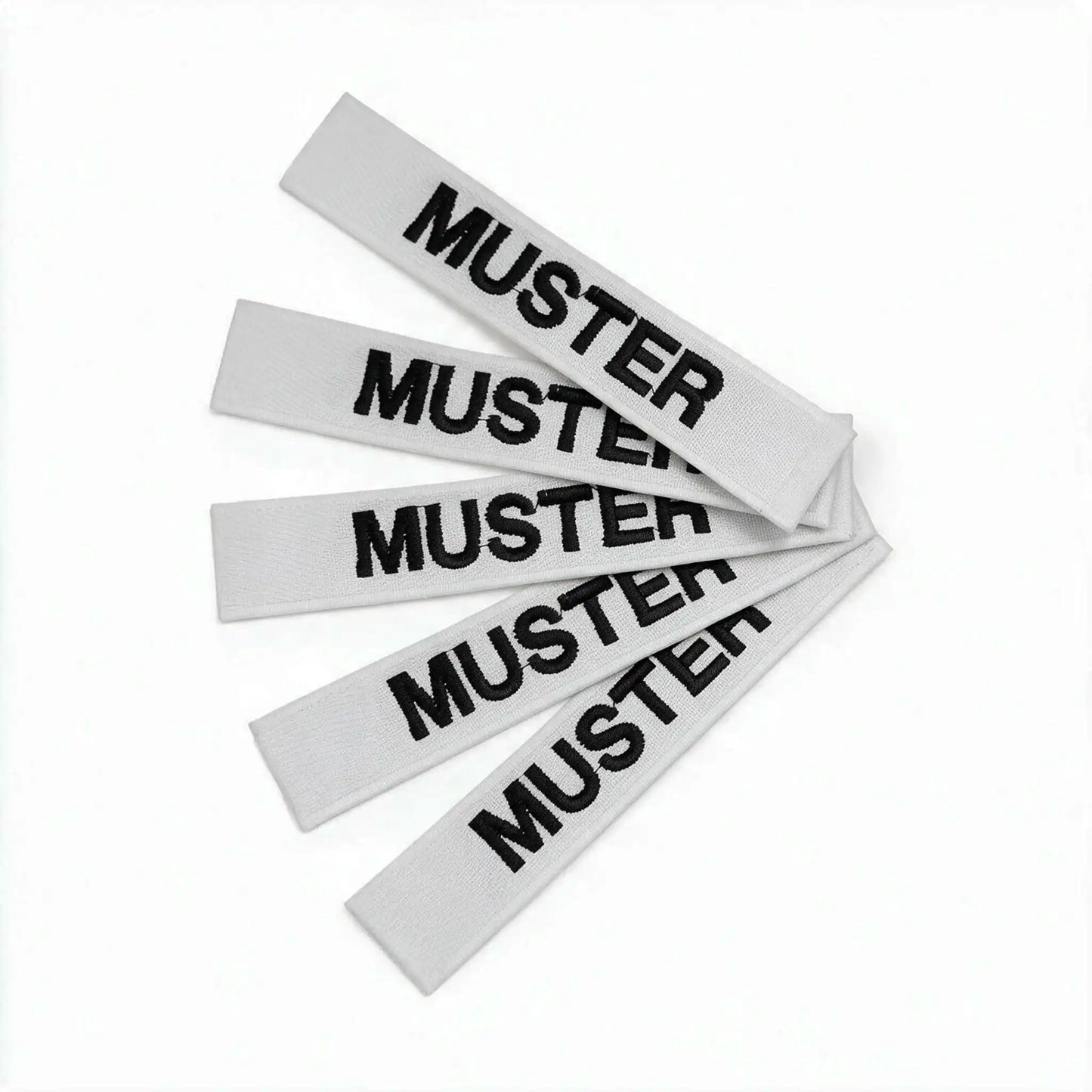 Name tapes set of 5, gray, embroidered on fabric