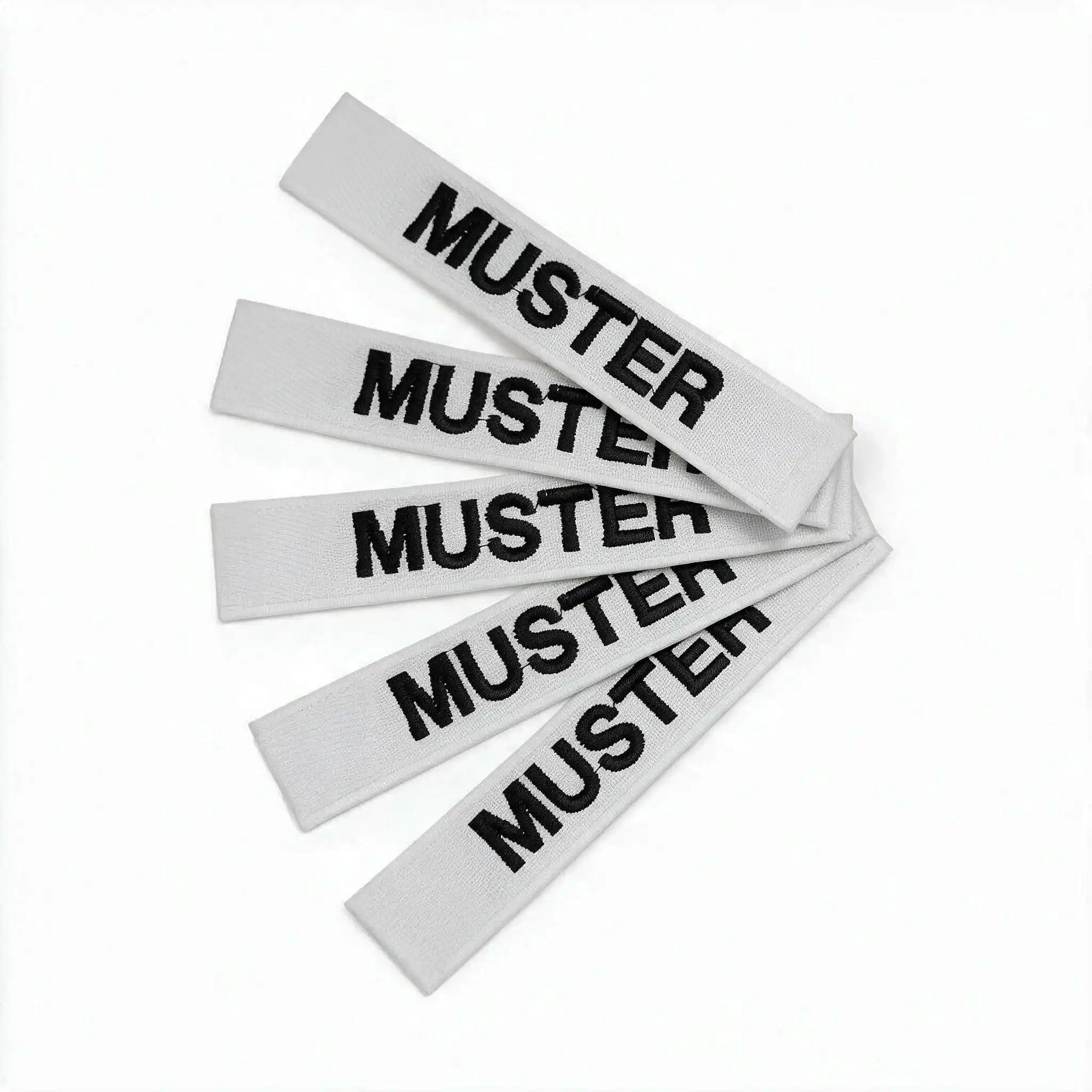 Name tapes set of 5, gray, embroidered on fabric