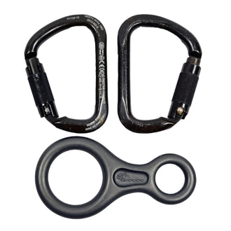 Carabiner and figure-eight descender used