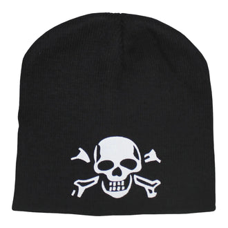 Black knitted beanie with skull