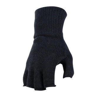 Black fingerless knitted gloves