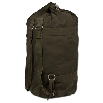 Large olive-colored German Army duffel bag, used