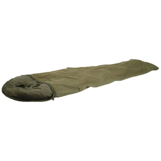 Used olive-colored sleeping bag cover