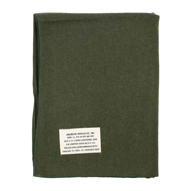 Manta de lana US oliva como nueva