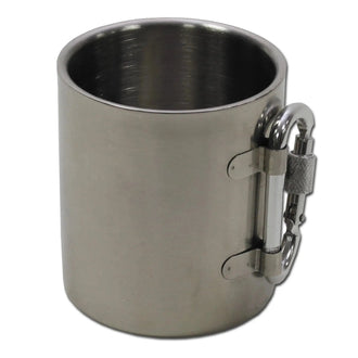 Stainless steel cup with carabiner, 300 ml