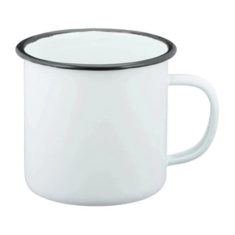Enamel mug 300 ml white black