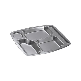 Stainless steel canteen tray with 5 compartments
