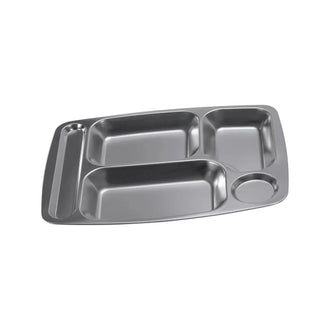 Stainless steel canteen tray with 5 compartments