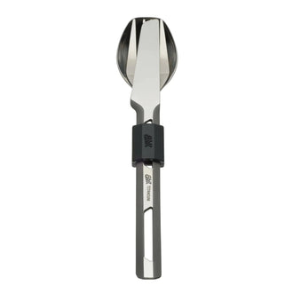 Titanium cutlery set, three-piece, with silicone sleeve