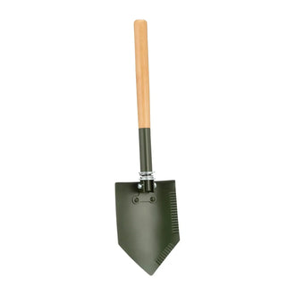 Folding spade deluxe wooden handle 2-piece natural