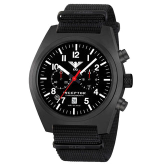 Inceptor Black Steel Chronograph watch with NATO strap