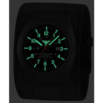 Inceptor Black Steel Automatic watch with leather strap