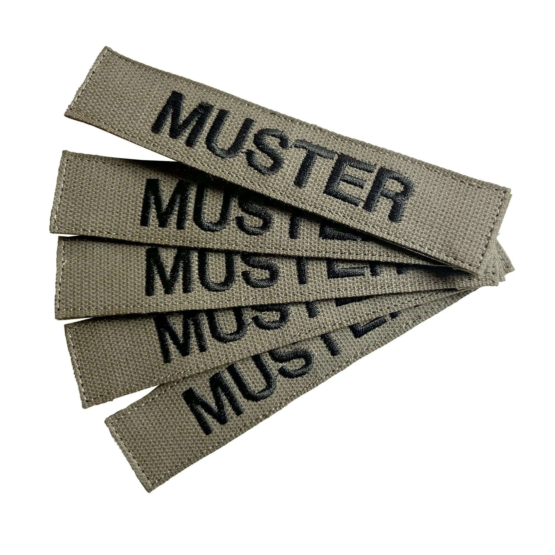 Namensbänder 5er Set Oliv | Gestickt auf Textil