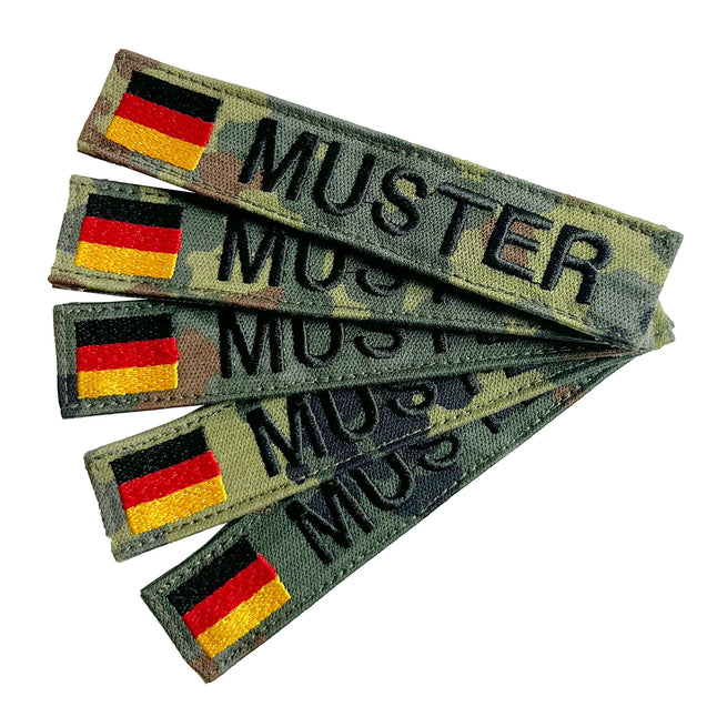 Name tapes set of 5 with Flecktarn flag