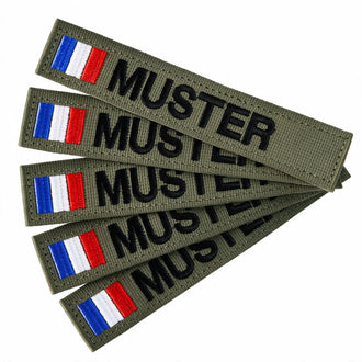Name tapes set of 5 with flag olive
