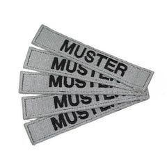 Nastri nome 5er Set grigio - Nero / ricamato su tessuto con velcro