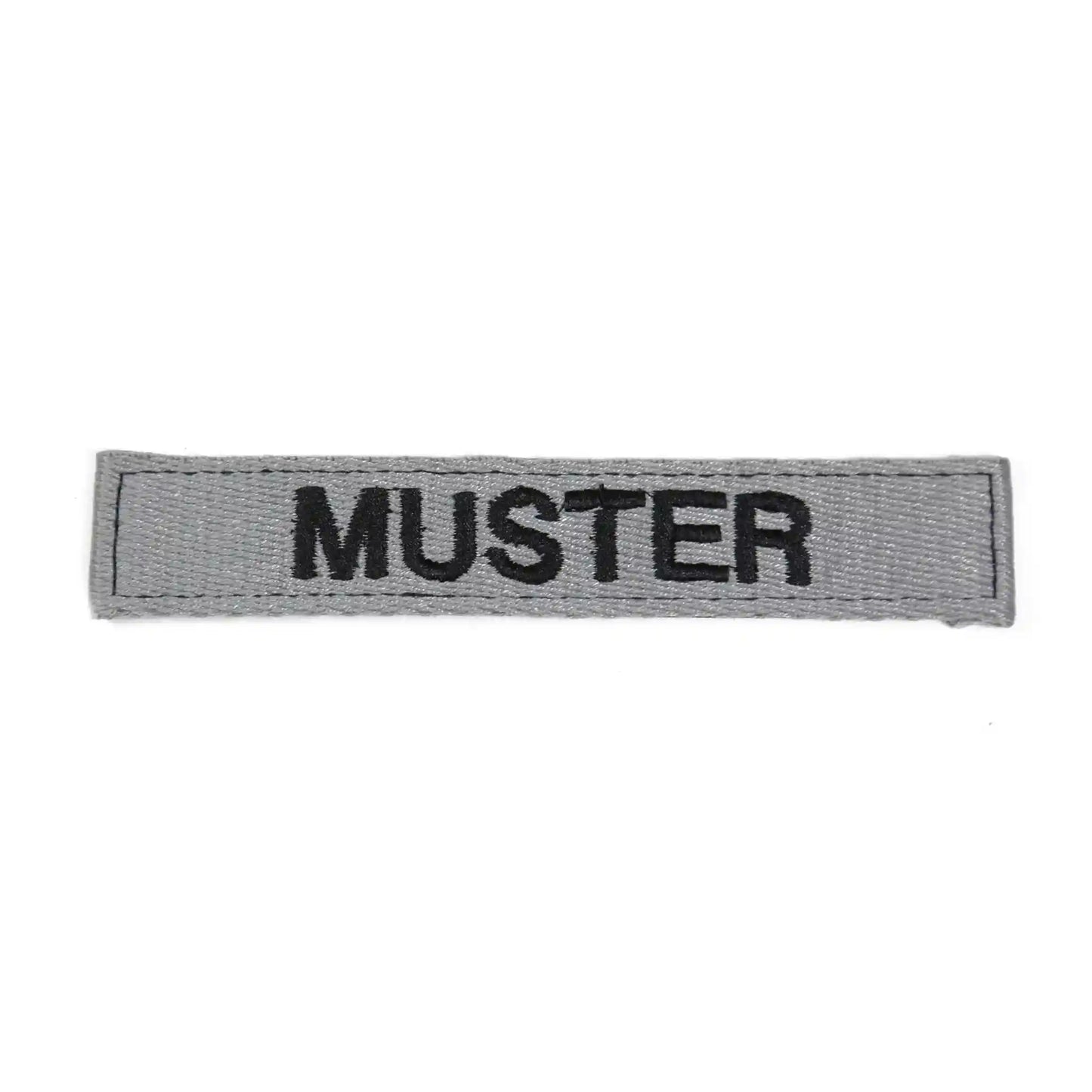 Name tapes set of 5, gray, embroidered on fabric