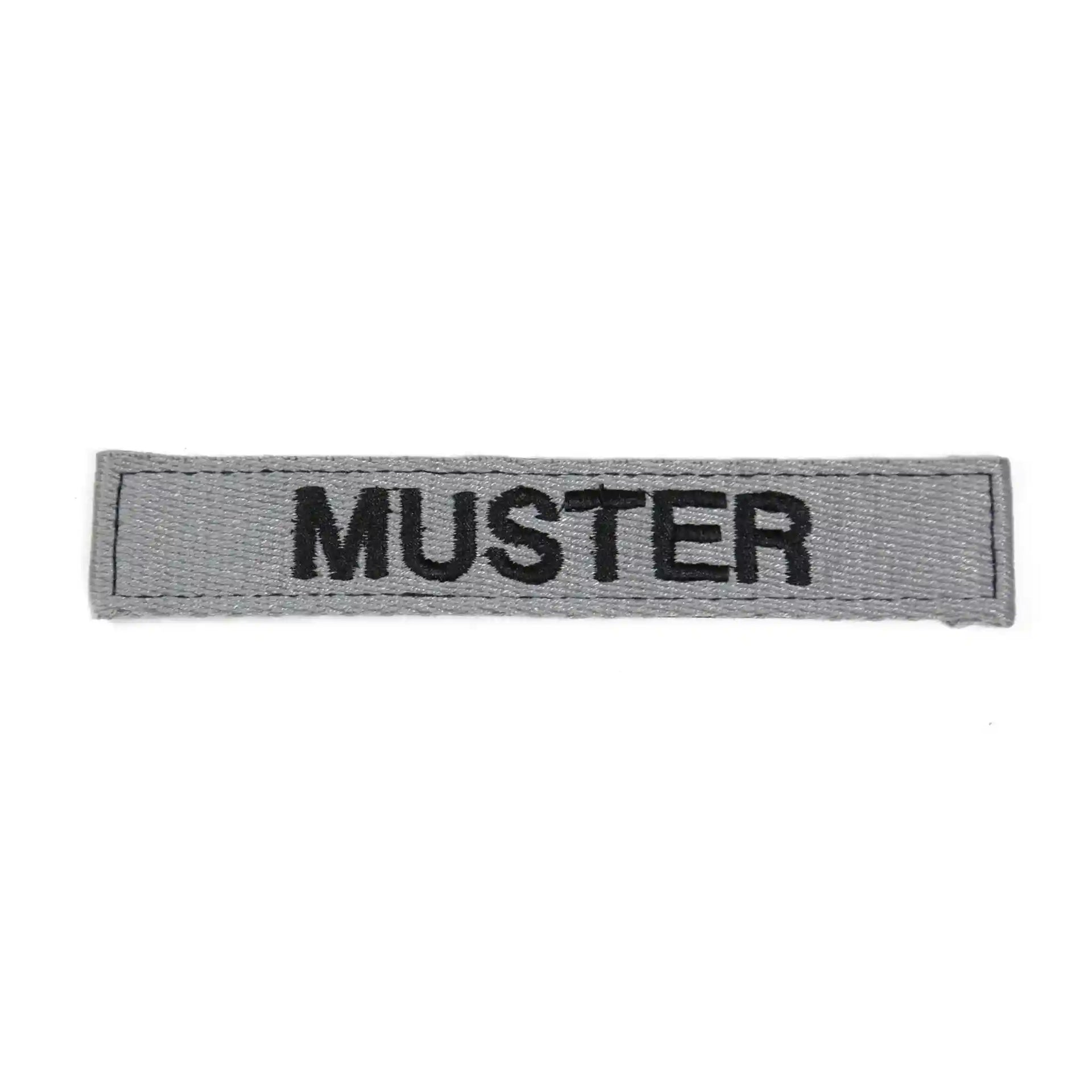Name tapes set of 5, gray, embroidered on fabric