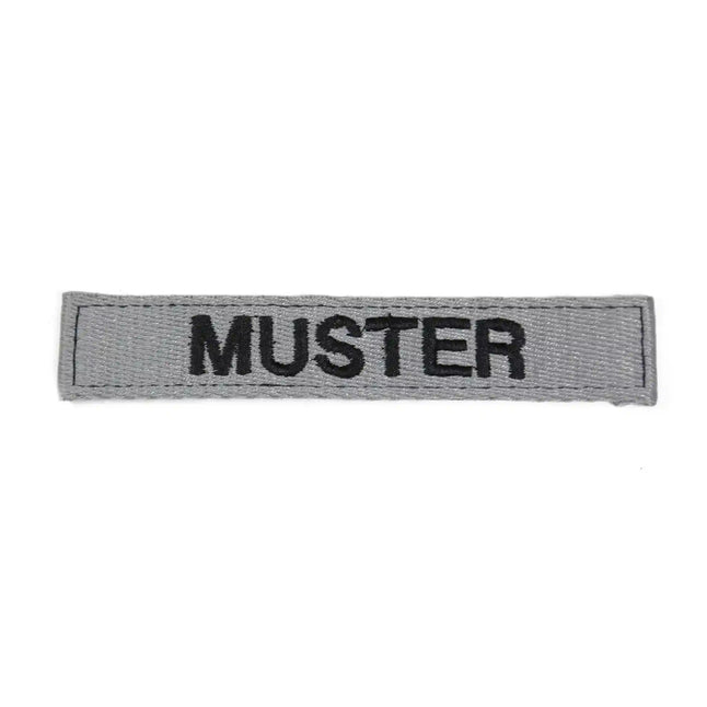 Name tapes set of 5, gray, embroidered on fabric