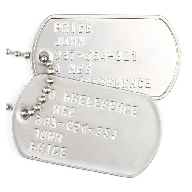 US dog tags stainless steel set of 2 with embossing