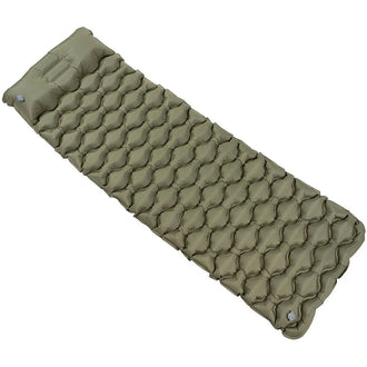 Inflatable sleeping pad with headrest