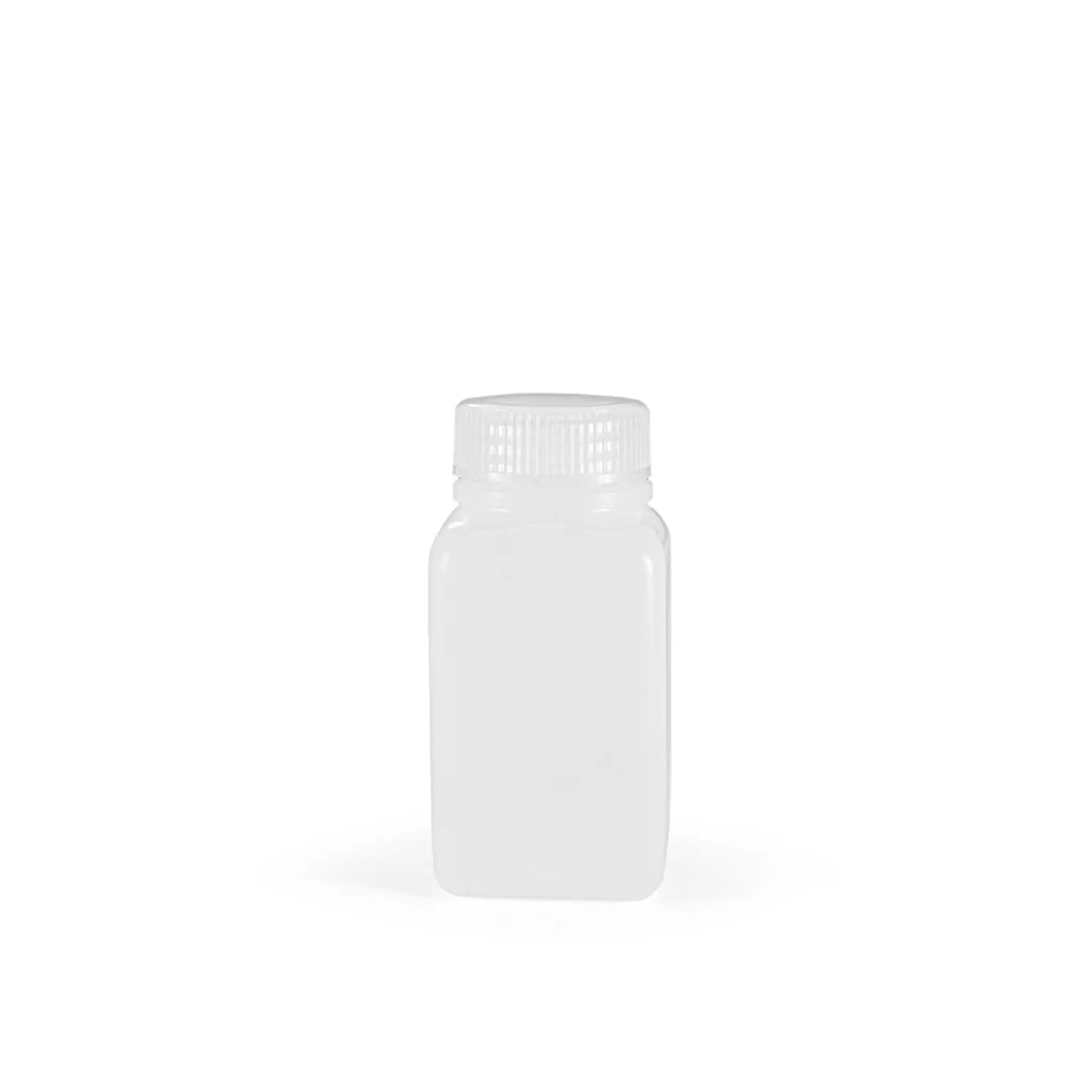 Botella de boca ancha cuadrada natural