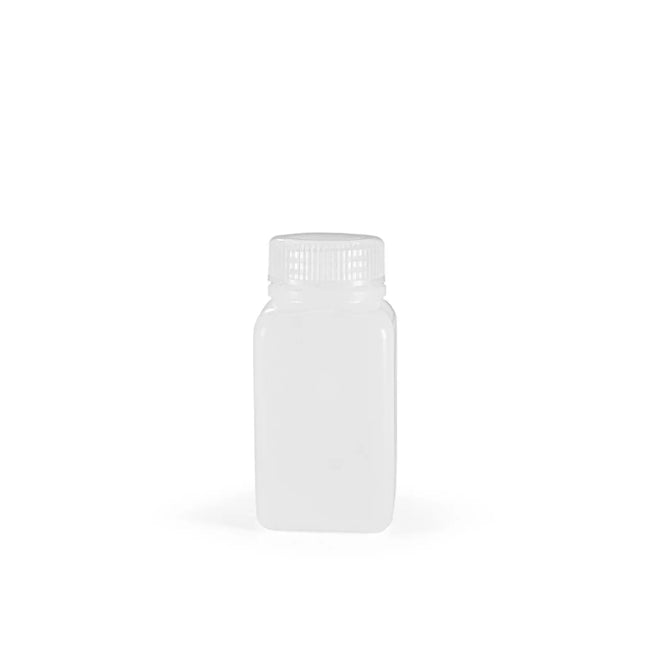 Botella de boca ancha cuadrada natural