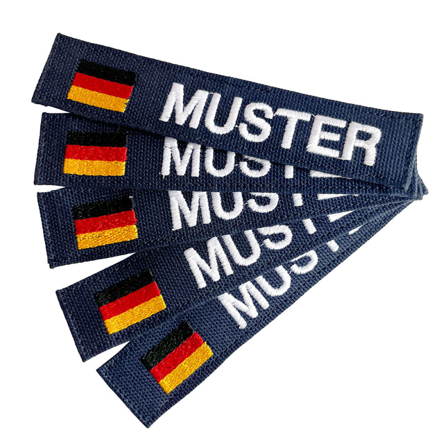 Namebands, set of 5 with flag, navy