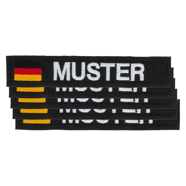 Cintas de nombre set de 5 con bandera negro