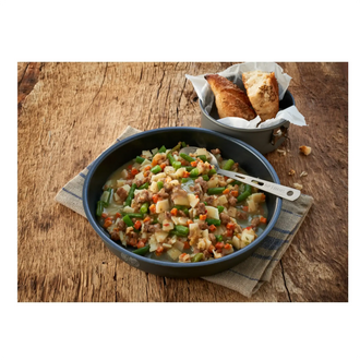 Hearty potato stew with beef and beans