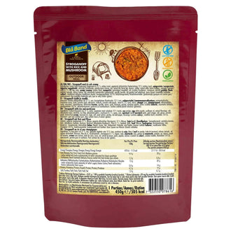 Stroganoff with rice and mushrooms