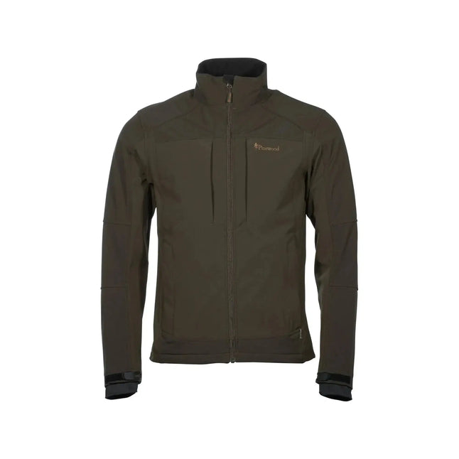 pinewood-shelljacke-smaland-stretch-dark-olive-suede-brown-ansicht-1