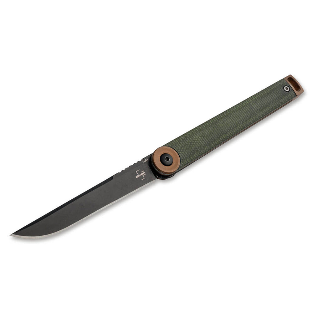 Coltello tascabile Böker Plus Kaizen Green Canvas Micarta verde