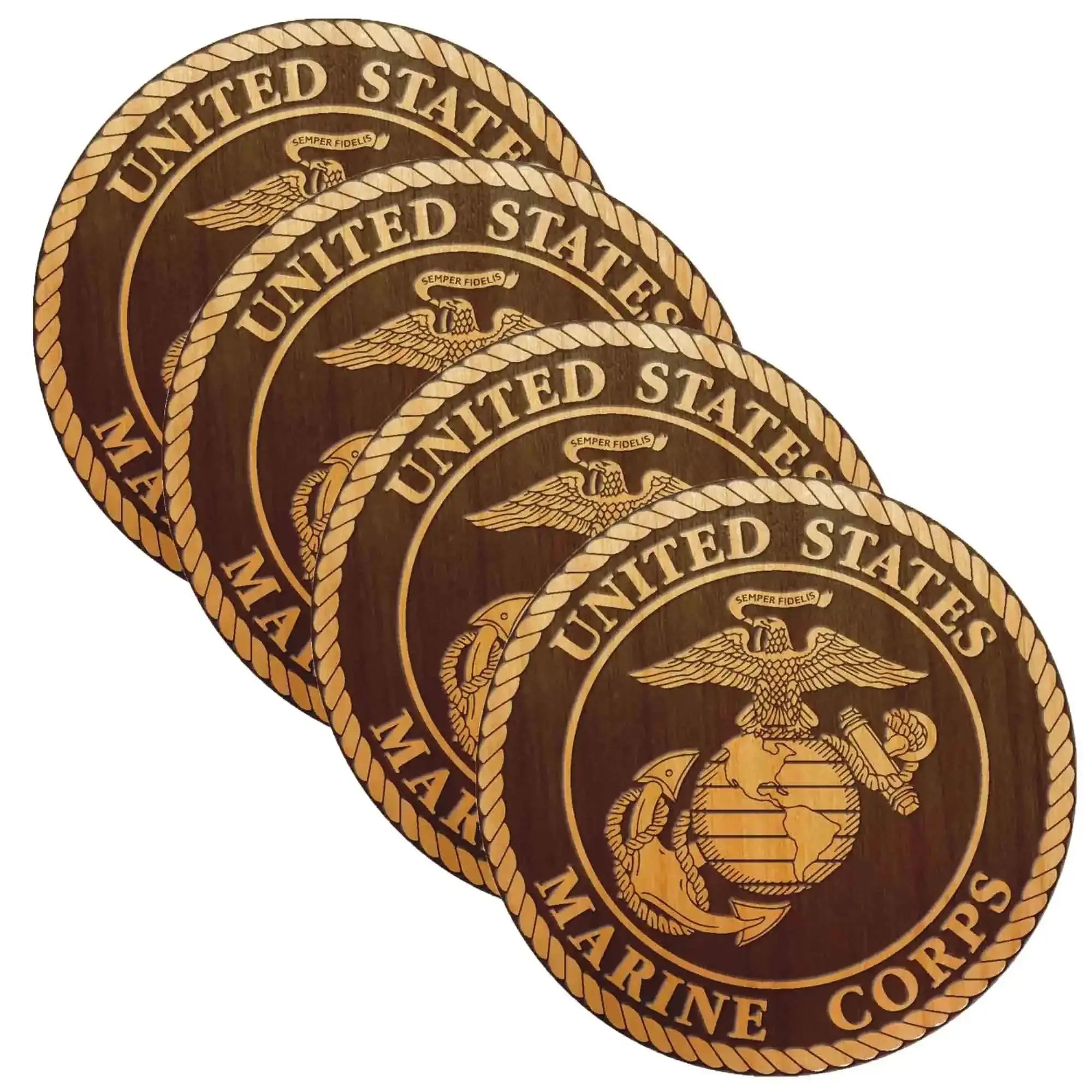 Wooden coaster USMC Wood Coaster set of 4