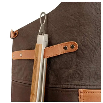 BBQ apron buffalo leather crossed back strap